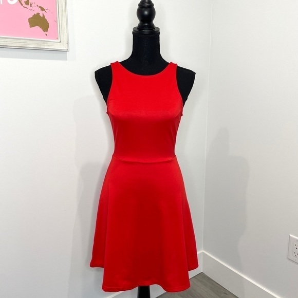 Divided Red V-Back Skater Dress - Picture 1 of 5